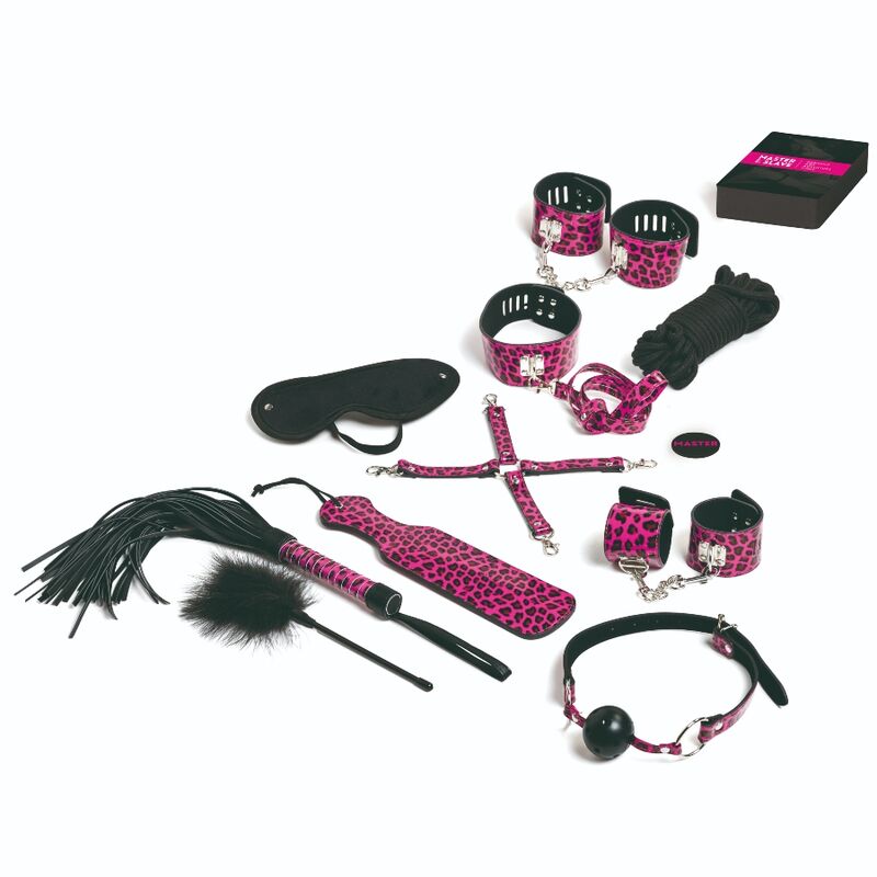 TEASE & PLEASE - SET OF 13 MAGENTA BONDAGE ACCESSORIES
