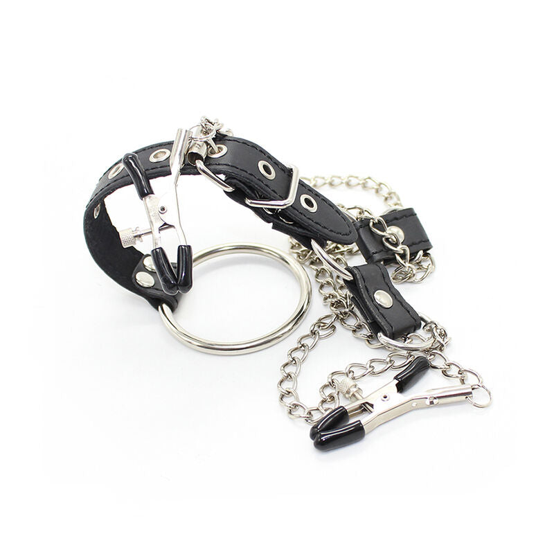 OHMAMA FETISH - NIPPLE CLAMPS WITH CHAINS AND PENIS RING
