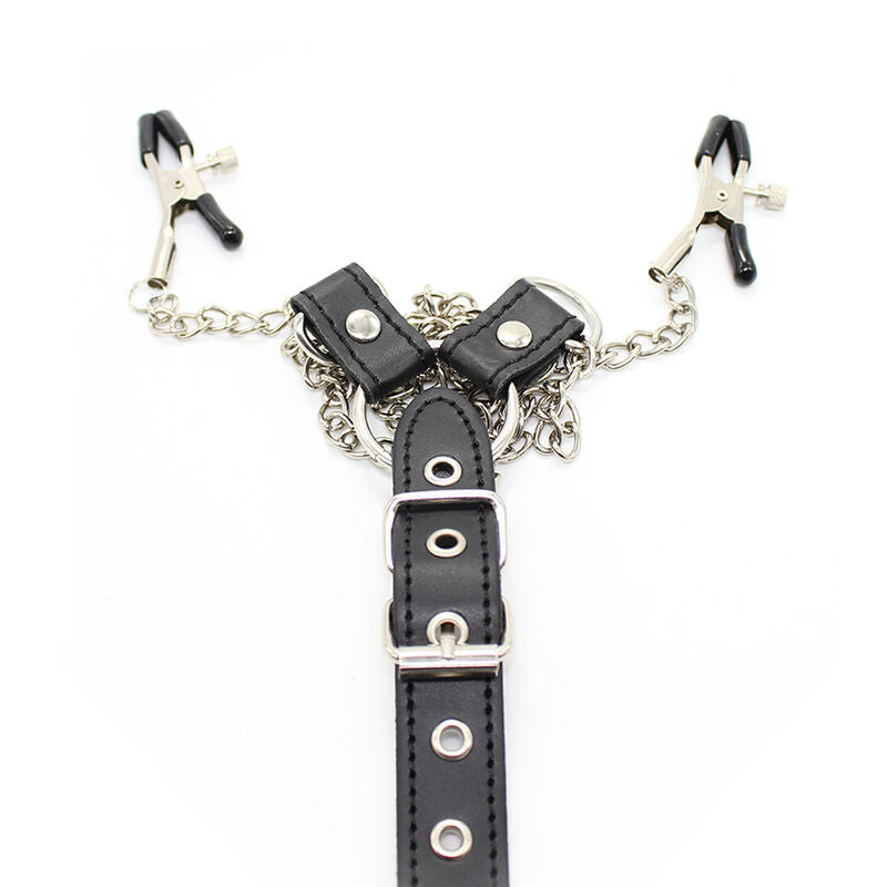OHMAMA FETISH - NIPPLE CLAMPS WITH CHAINS AND PENIS RING