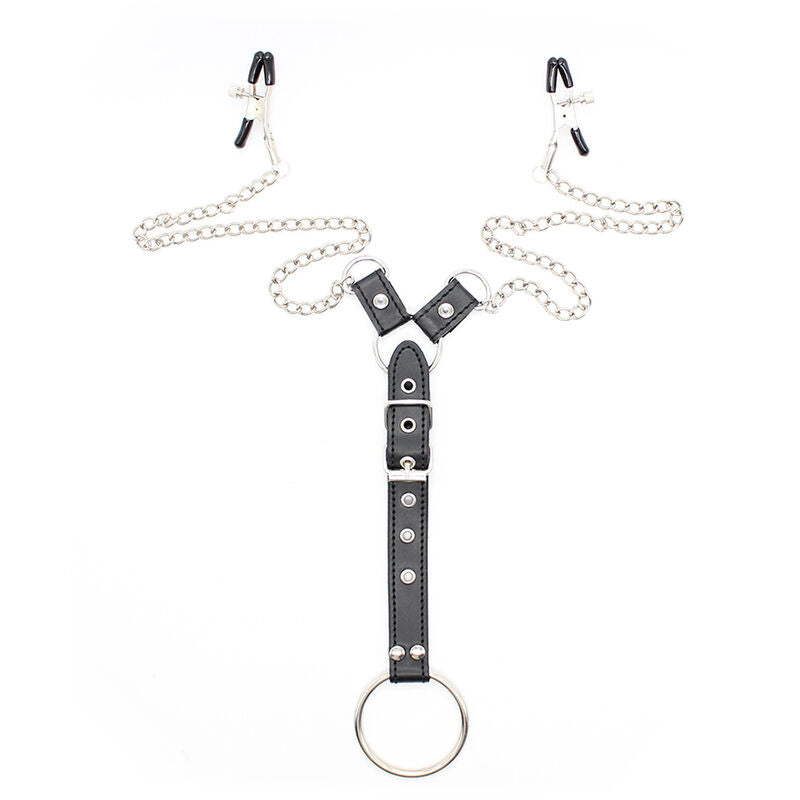 OHMAMA FETISH - NIPPLE CLAMPS WITH CHAINS AND PENIS RING