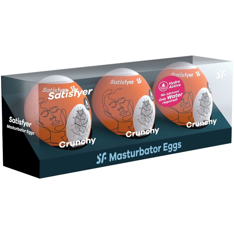 SATISFYER - 3 NAUGHTY, SAVAGE & CRUNCHY MASTURBATOR EGGS