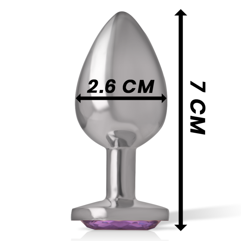 INTENSE - METAL ALUMINUM ANAL PLUG WITH VIOLET CRYSTAL SIZE S