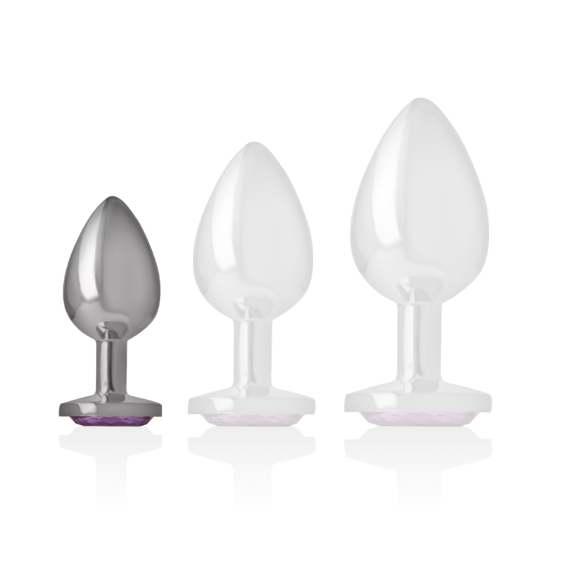 INTENSE - METAL ALUMINUM ANAL PLUG WITH VIOLET CRYSTAL SIZE S