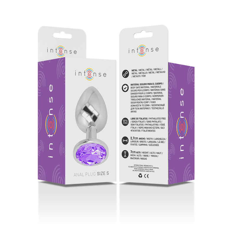 INTENSE - METAL ALUMINUM ANAL PLUG WITH VIOLET CRYSTAL SIZE S