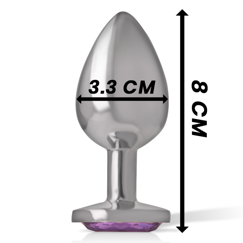 INTENSE - METAL ALUMINUM ANAL PLUG WITH VIOLET CRYSTAL SIZE M