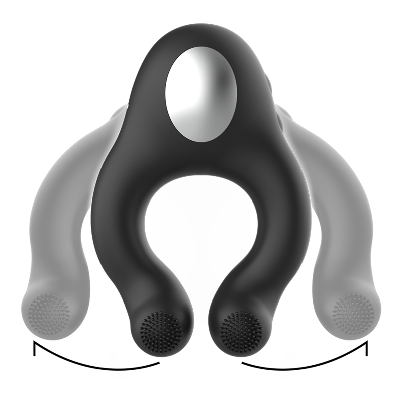 BLACK&SILVER - RECHARGEABLE 3 MOTOR SILICONE VIBRATING RING BLACK