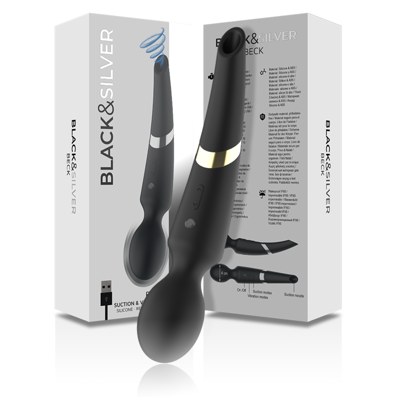 BLACK&SILVER - BECK WAND AND SUCTIONER 2 IN 1 SILICONE