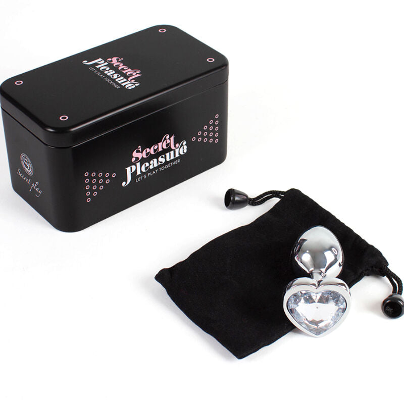 SECRETPLAY - METAL BUTT PLUG TRANSPARENT HEART SIZE S 7 CM