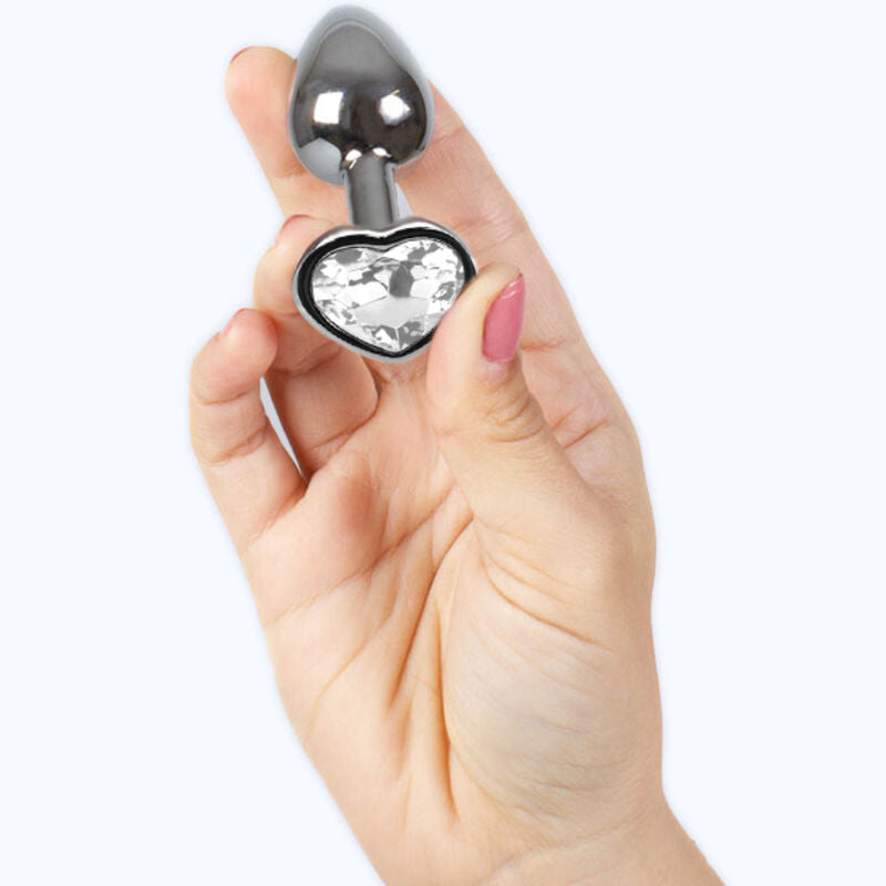 SECRETPLAY - METAL BUTT PLUG TRANSPARENT HEART SIZE S 7 CM