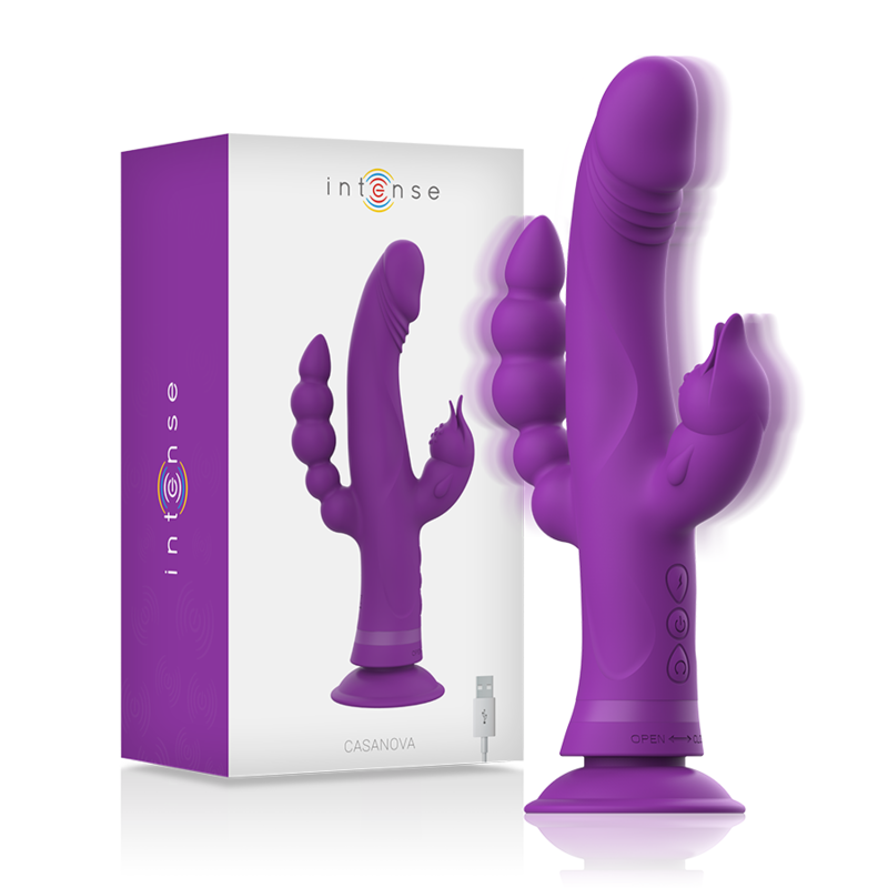 INTENSE - CASANOVA VIBRATOR RABBIT SILICONE TRIPLE MOTOR PURPLE