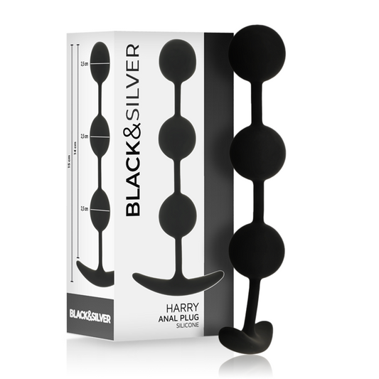 BLACK&SILVER - HARRY ROSARIO ANAL 3 SILICONE SPHERES 14 CM