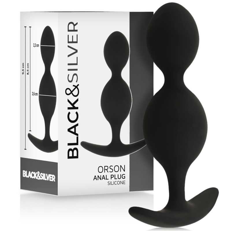 BLACK&SILVER - ORSON SILICONE PLUG 2 ANAL WAVES 9 CM