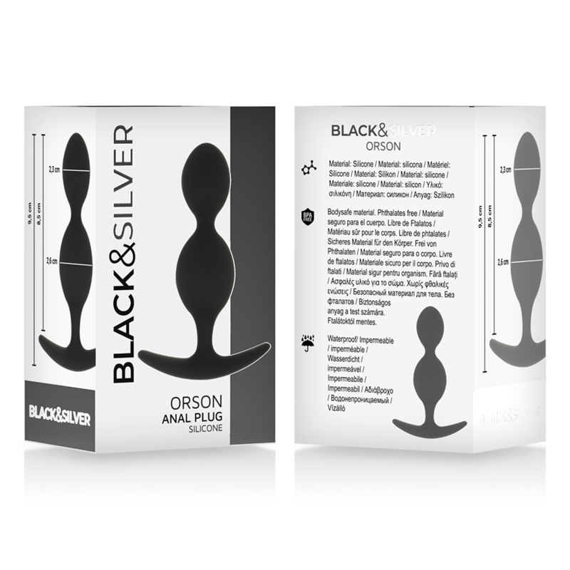 BLACK&SILVER - ORSON SILICONE PLUG 2 ANAL WAVES 9 CM