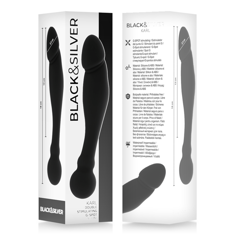 BLACK&SILVER - KARL DILDO G-SPOT STIMULATOR 18 CM