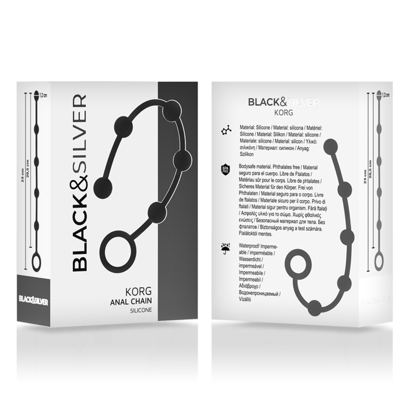 BLACK&SILVER - KORG ANAL ROSARIO SILICONE INITIATION 21 CM