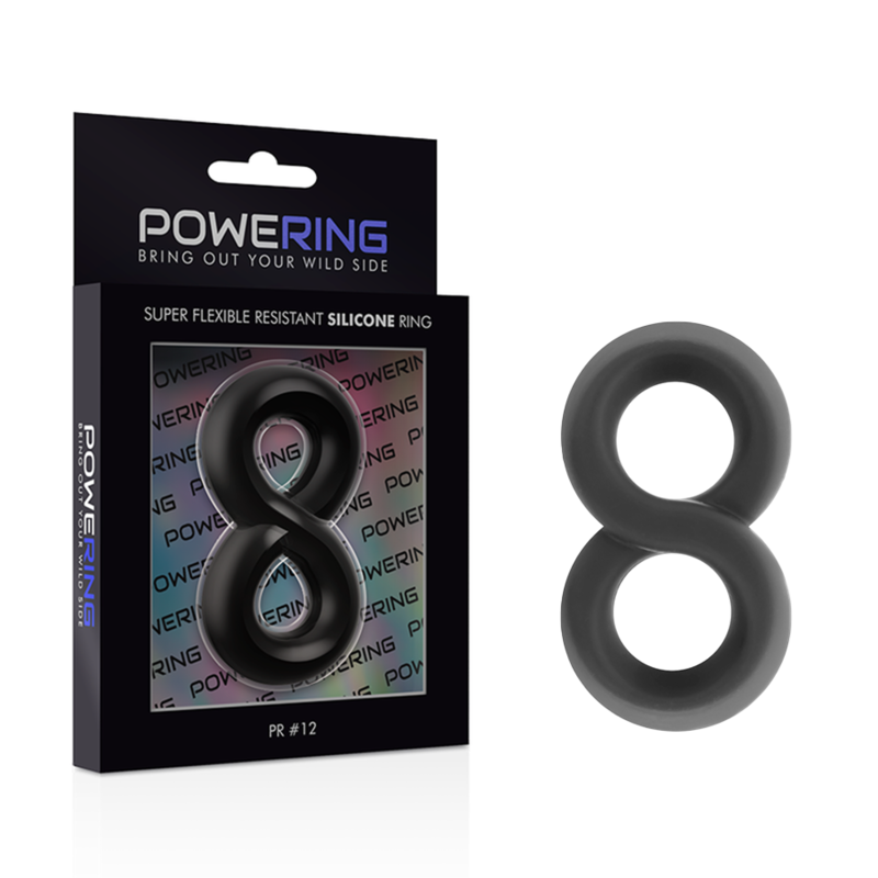 POWERING - SUPER FLEXIBLE AND RESISTANT PENIS AND TESTICLES RING PR12 BLACK