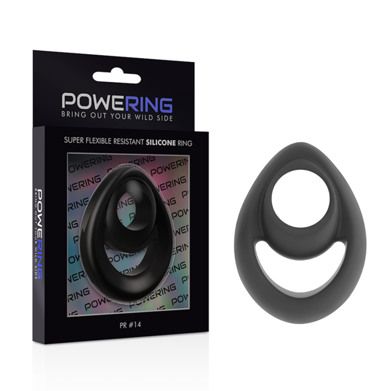 POWERING - SUPER FLEXIBLE Y RESISTENTE ANILLO PENE Y TESTICULOS PR14 NEGRO