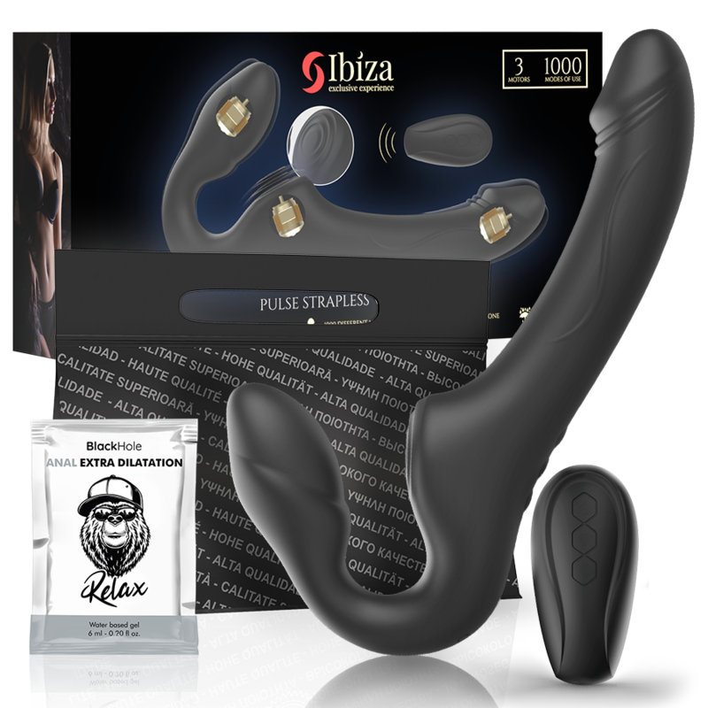 IBIZA - STRAPLESS VIBRATOR WITH PUSH BUTTON REMOTE CONTROL 3 MOTORS 1000 COMBINATIONS