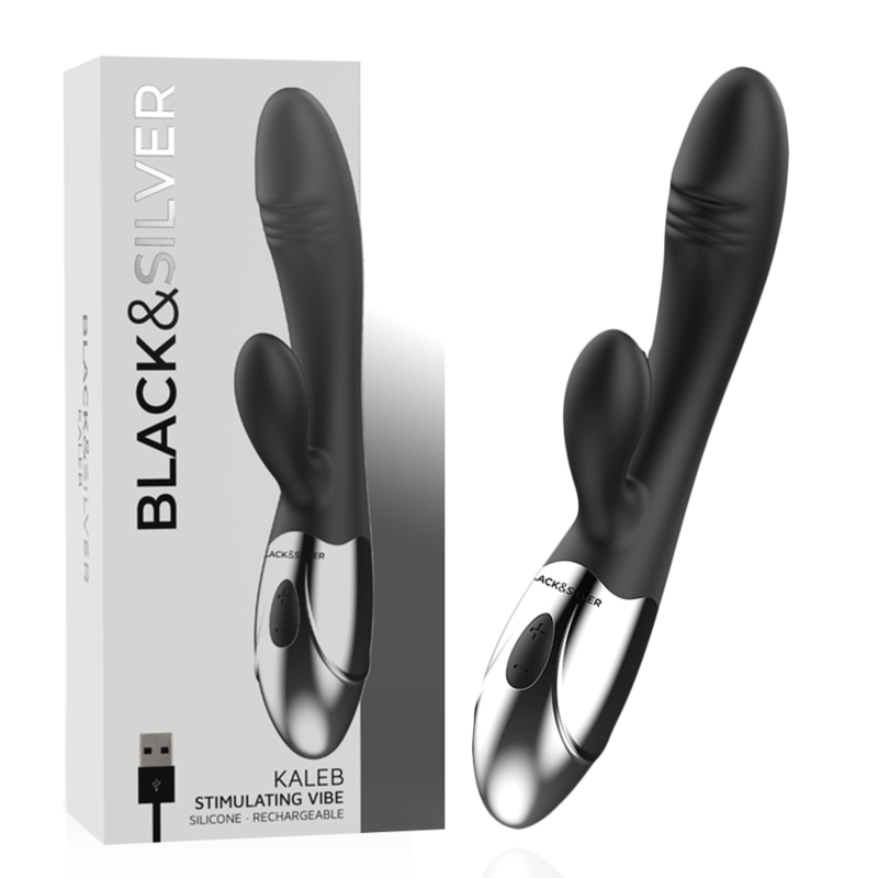 BLACK&SILVER - KALEB VIBRATOR RABBIT SILICON MULTI-FUNCTION