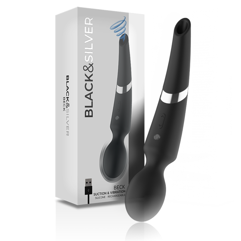 BLACK&SILVER - BECK WAND AND SUCTIONER 2 IN 1 SILICONE