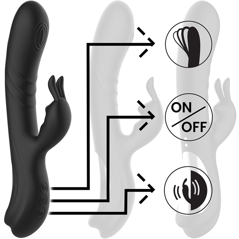 BLACK&SILVER - JAMIE VIBRATOR RABBIT WAVE EFFECT