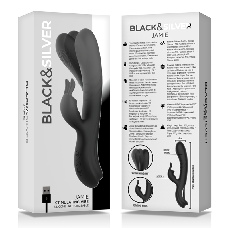 BLACK&SILVER - JAMIE VIBRATOR RABBIT WAVE EFFECT