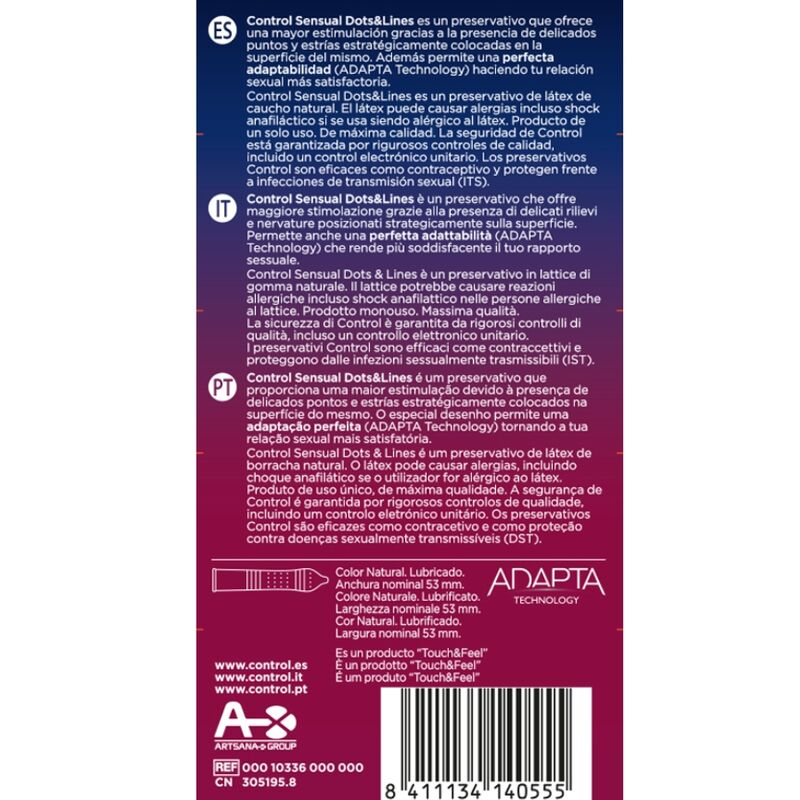 CONTROL - SENSUAL DOTS & LINES POINTS AND STRETCHES 12 UNITS