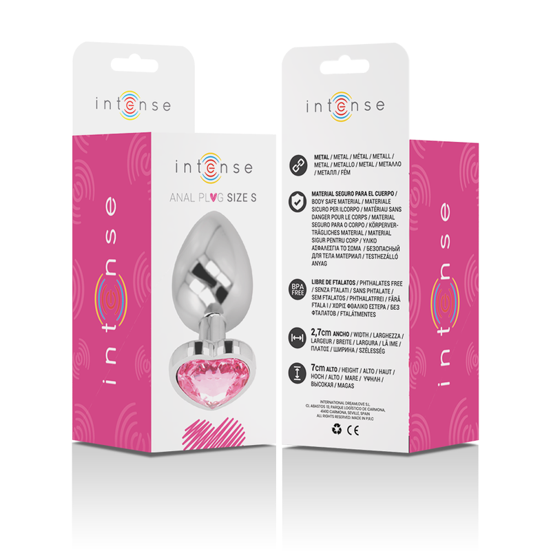 INTENSE - PINK HEART ALUMINUM METAL ANAL PLUG SIZE S