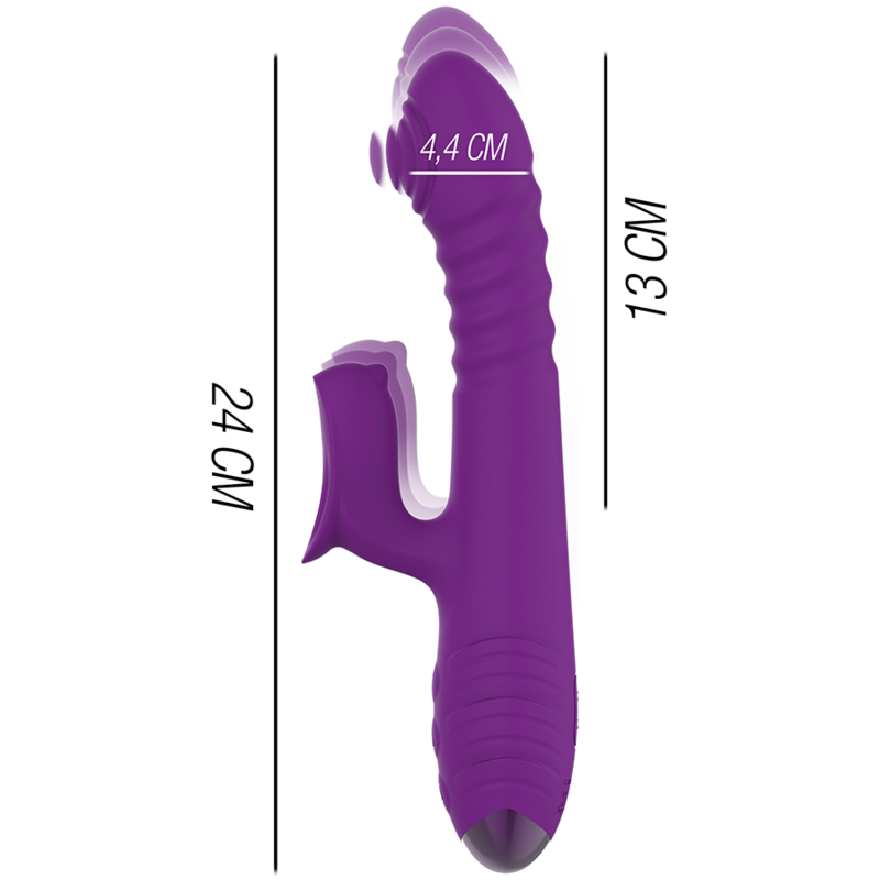 INTENSE - IGGY RECHARGEABLE MULTIFUNCTION VIBRATOR UP & DOWN WITH PURPLE CLITORIS STIMULATOR