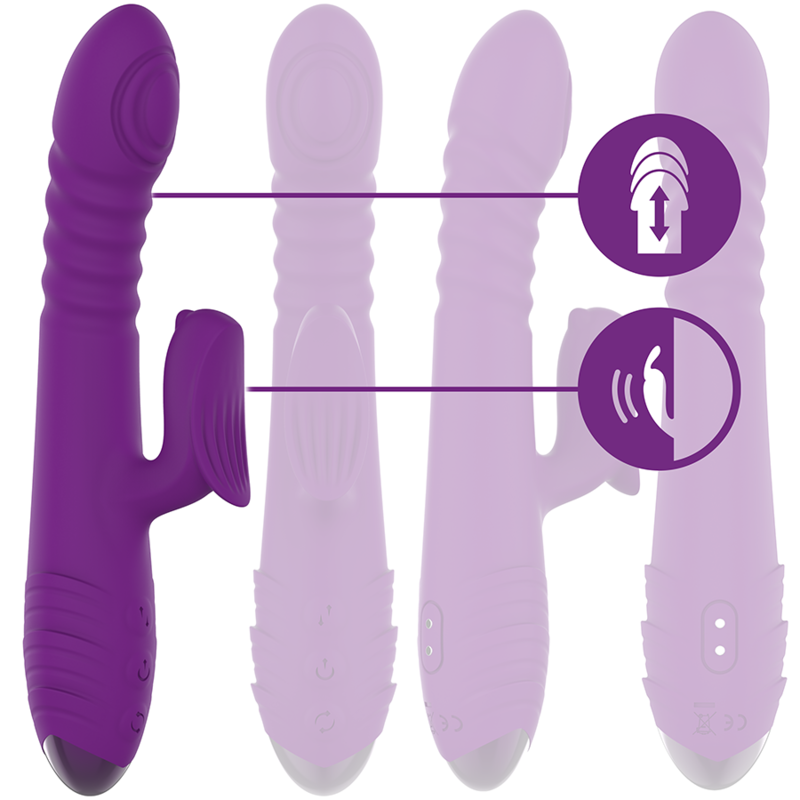 INTENSE - IGGY RECHARGEABLE MULTIFUNCTION VIBRATOR UP & DOWN WITH PURPLE CLITORIS STIMULATOR