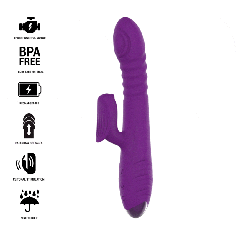 INTENSE - IGGY RECHARGEABLE MULTIFUNCTION VIBRATOR UP & DOWN WITH PURPLE CLITORIS STIMULATOR