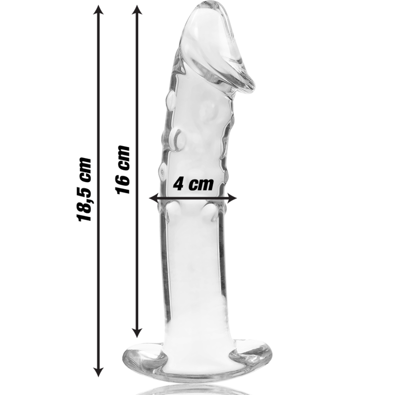 NEBULA SERIES BY IBIZA - MODEL 19 TRANSPARENT BOROSILICATE GLASS DILDO 18.5 CM -OR- 4 CM