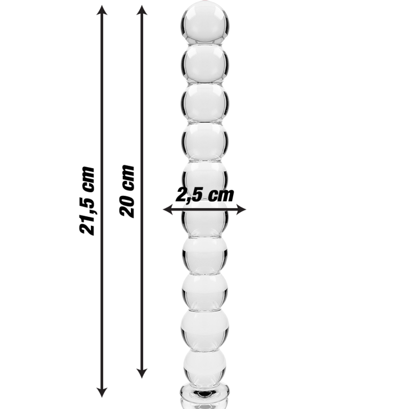 NEBULA SERIES BY IBIZA - MODEL 22 TRANSPARENT BOROSILICATE GLASS DILDO 21.5 CM -O- 2.5 CM