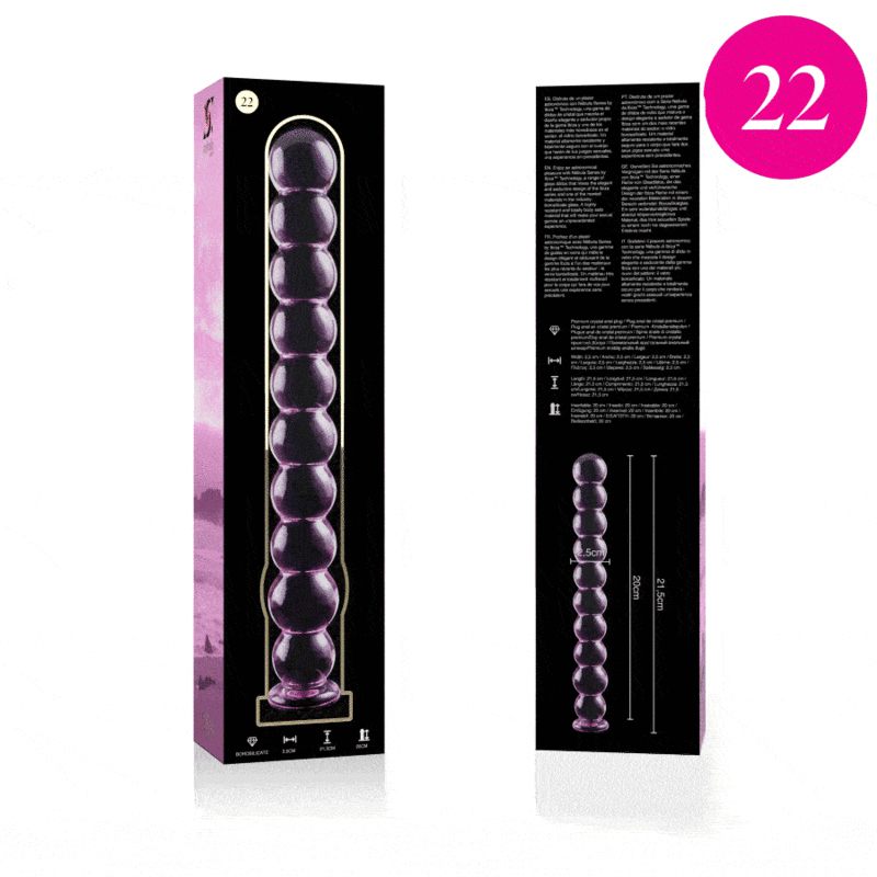 NEBULA SERIES BY IBIZA - MODEL 22 TRANSPARENT BOROSILICATE GLASS DILDO 21.5 CM -O- 2.5 CM