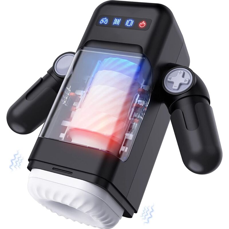 GAME CUP - MALE MASTURBATOR WITH VIBRATION AND HEAT FUNCTION WITH MOBILE PHONE HOLDER - BLACK