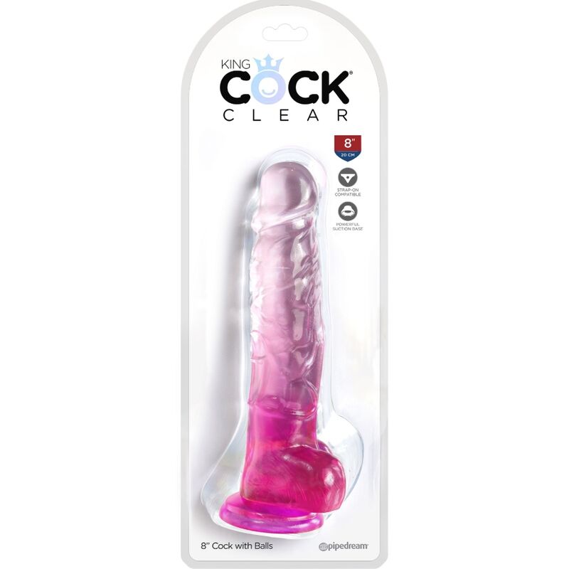 KING COCK - CLEAR REALISTIC PENIS WITH TESTICLES 16.5 CM PINK