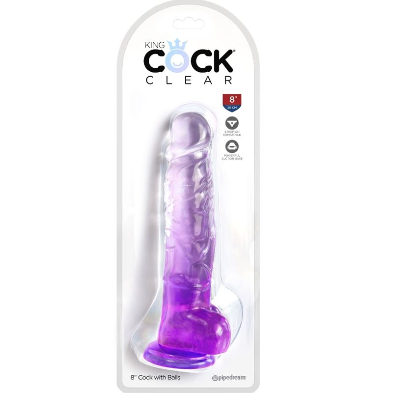 KING COCK - CLEAR REALISTIC PENIS WITH TESTICLES 16.5 CM PURPLE
