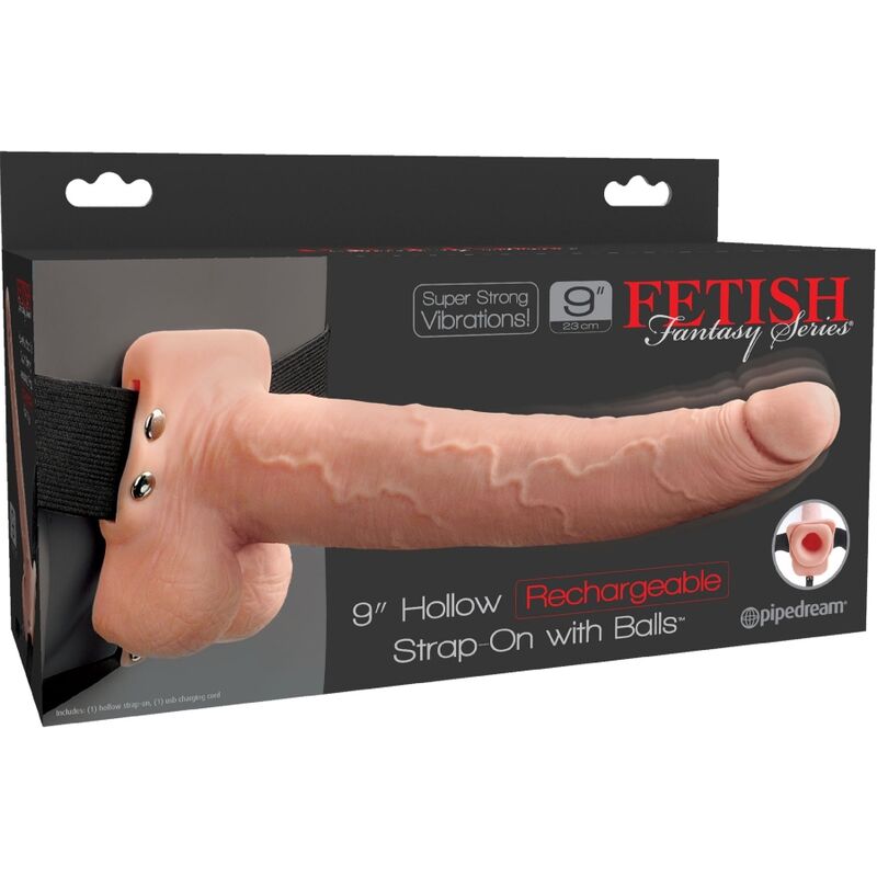 FETISH FANTASY SERIES - ADJUSTABLE REALISTIC PENIS HARNESS WITH RECHARGEABLE TESTICLES AND VIBRATOR 23 CM