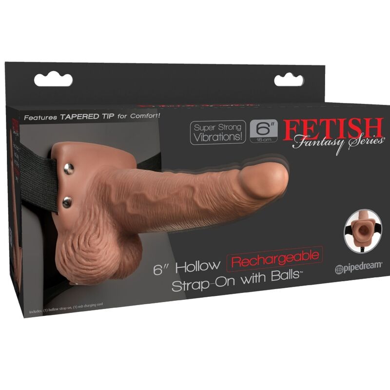 FETISH FANTASY SERIES - ADJUSTABLE REALISTIC PENIS HARNESS WITH RECHARGEABLE TESTICLES AND VIBRATOR 15 CM