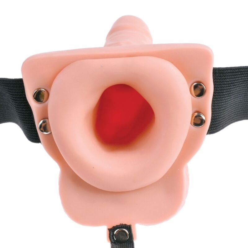 FETISH FANTASY SERIES - ADJUSTABLE HARNESS REMOTE CONTROL REALISTIC PENIS WITH TESTICLES RECHARGEABLE AND VIBRATOR 15 CM
