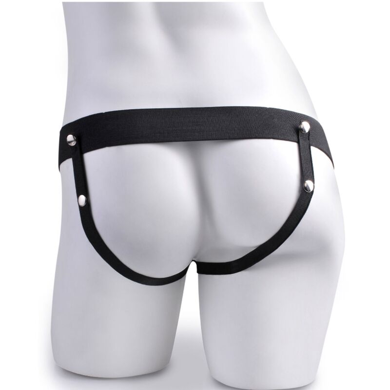 FETISH FANTASY SERIES - ADJUSTABLE HARNESS REMOTE CONTROL REALISTIC PENIS WITH TESTICLES RECHARGEABLE AND VIBRATOR 15 CM