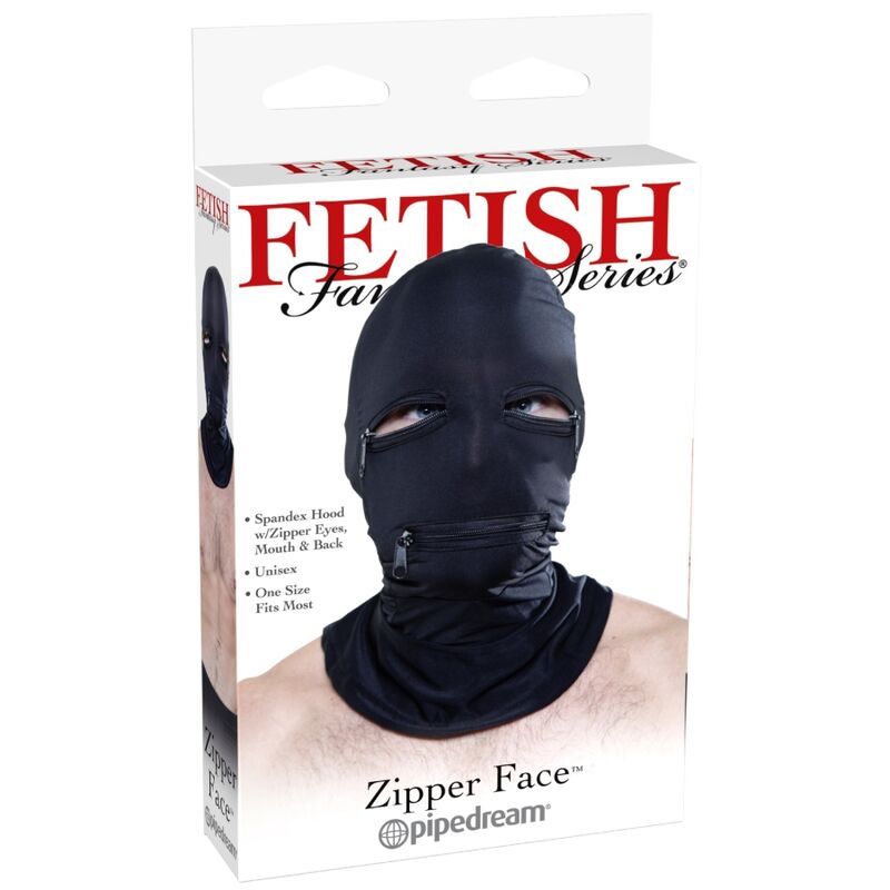 FETISH FANTASY SERIES - BLACK BALACLAVA WITH ZIPPERS
