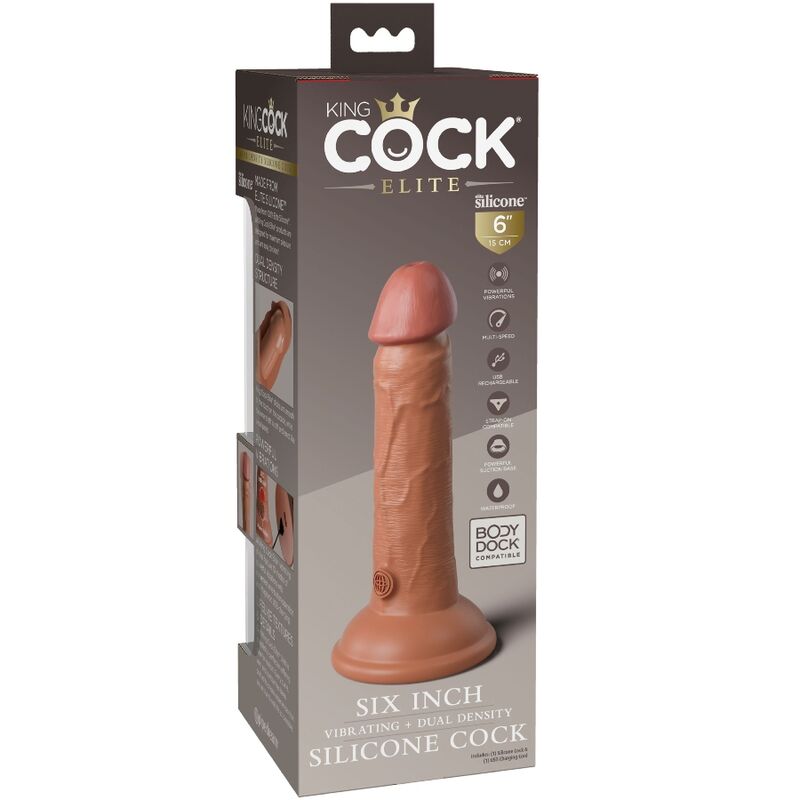 KING COCK - ELITE REALISTIC DILDO VIBRATOR & SILICONE 15.2 CM CANDY