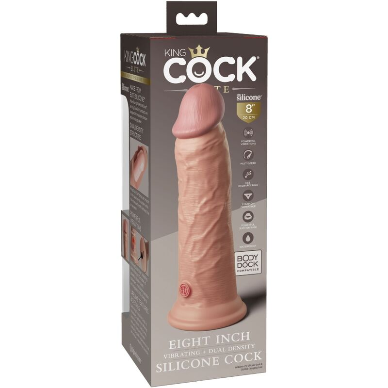 KING COCK - ELITE REALISTIC VIBRATOR & SILICONE DILDO 20.3 CM