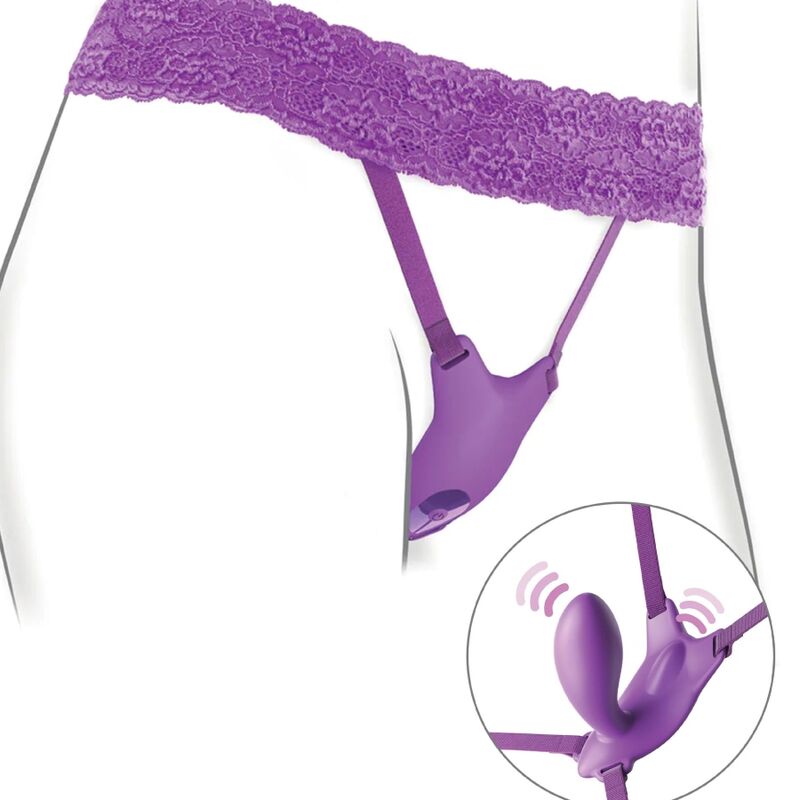 FANTASY FOR HER - G-SPOT BUTTERFLY HARNESS WITH VIBRATOR, RECHARGEABLE & REMOTE CONTROL VIOLET