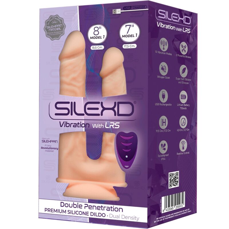 SILEXD - MODEL 1 REALISTIC PENIS DOUBLE PENETRATION VIBRATOR PREMIUM SILICONE SILEXPAN REMOTE CONTROL 17.5 / 19.5 CM
