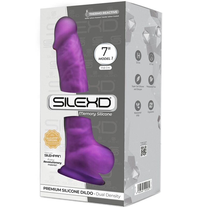 SILEXD - MODEL 1 REALISTIC PENIS PREMIUM SILICONE SILEXPAN VIOLET 17.5 CM