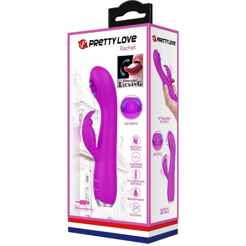 PRETTY LOVE - RACHEL RECHARGEABLE VIBRATOR WITH SUCTION CUP PURPLE