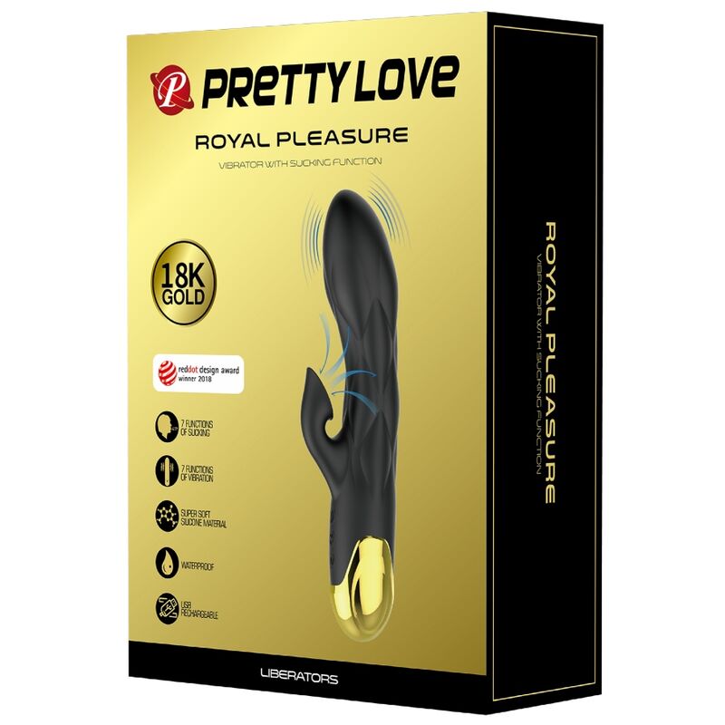 PRETTY LOVE - RECHARGEABLE GOLD PLATED LUXURY VIBRATOR BLACK