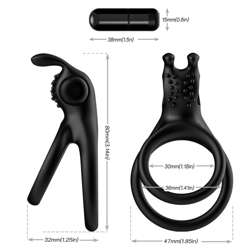 ARMONY - TRAVELER DOUBLE VIBRATING RING COUPLE RABBIT BLACK